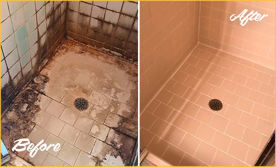 Before and After Picture of a Hialeah Gardens Hard Surface Restoration Service on a Tile Bathroom to Repair Water Damage